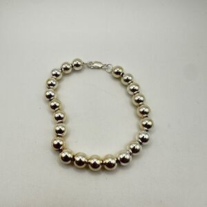 7" solid sterling silver 8mm beaded bracelet!
